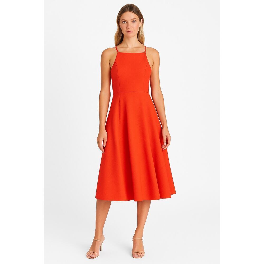 Black Halo orange Sleeveless Fit & Flare Midi Dress Size 8